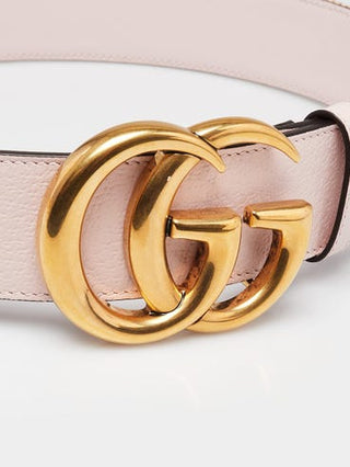 Gucci Beige Light Pink Canvas Double G Belt Size 65/26