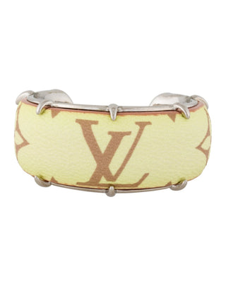 Louis Vuitton Silver-tone LV Monogram Wide Cuff Bracelet