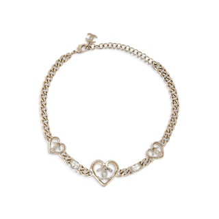 Chanel  Gold-tone Strass Interlocking CC Heart Choker Necklace