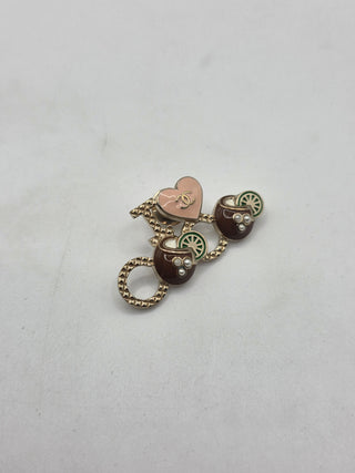 Chanel Gold-tone Faux Pearl Enamel I Love Coco Pin