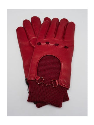 Gucci Red Lambskin Leather Horsebit Gloves L/10 sz