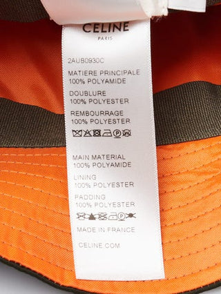 Celine Dark Green Orange Quilted Polyester Logo Bucket Hat Size M