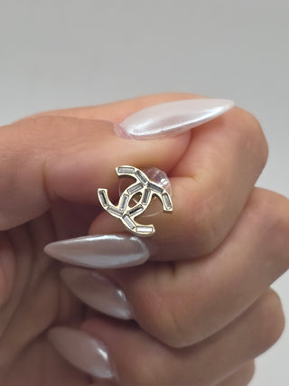 Chanel Gold-tone Interlocking Strass CC Stud Earrings