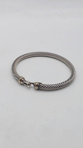 David Yurman 3 mm 18 k Gold Sterling Silver Buckle Classic Cable Bracelet