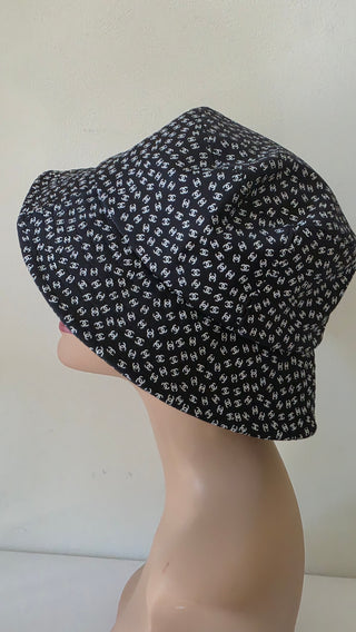 Chanel Black white Interlocking CC Nylon Bucket Hat S sz