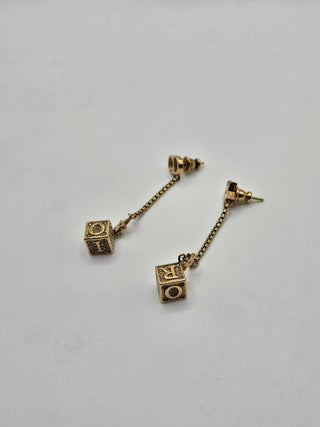 Christian Dior Gold-tone Crystal Star Dice Drop Earrings