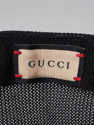 Gucci Black Perforated Leather Mesh GG Baseball Hat S sz