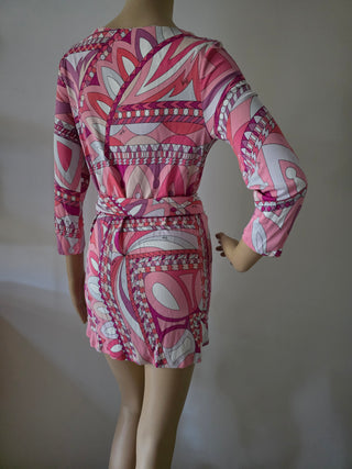 Emilio Pucci Pink Printed Bateau Neckline Tunic S sz