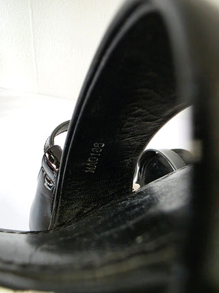 Louis Vuitton Black Patent Leather Silver-tone Sandals 36 sz