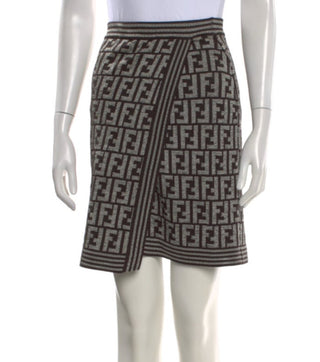 Fendi Grey Black FF Graphic Print Mini Skirt XS sz