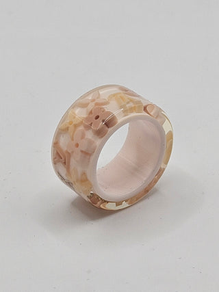 Louis Vuitton Pink Ivory Resin LV Charm Farandole Ring 6 sz