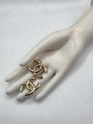 Chanel Gold-tone 2022 Interlocking CC Earrings