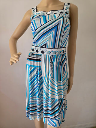 Emilio Pucci Blue Multicolor Printed Mini Summer Dress M sz