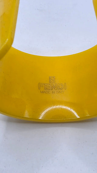 Fendi Yellow White Resin FF Logo Cuff Bracelet