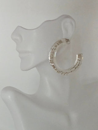 Louis Vuitton Clear Gold LV Charm Inclusion Hoop Earrings