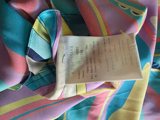 Emilio Pucci Blue Multicolor Signature Print Summer Dress 10 sz