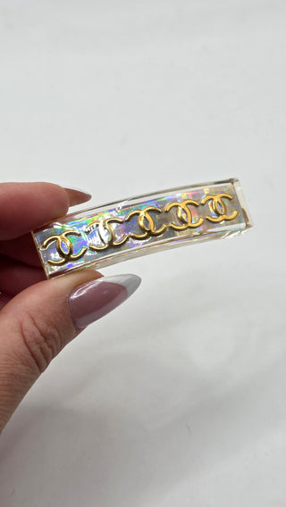 Chanel Gold-tone Clesr Reflective CC Hair Clip