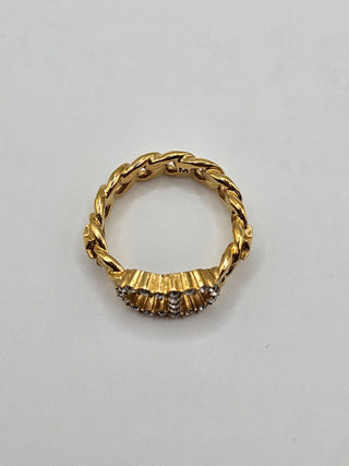 Christian Dior Gold-tone Crystal Clair D Lune Band Ring Size: 6