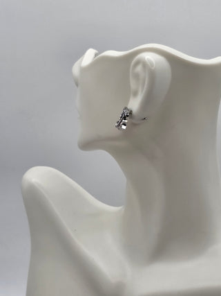 Chanel Silver-tone Strass Interlocking Stud Earrings