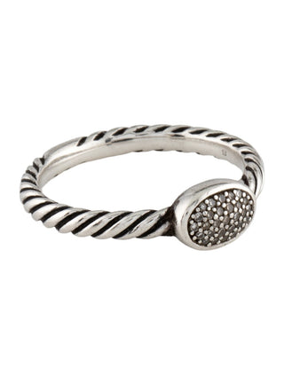 David Yurman Diamond Cable Collectables Oval Stack Ring 5.75 sz