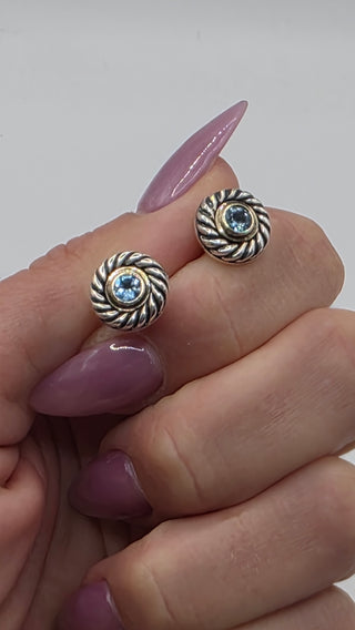 David Yurman Sterling Silver Topaz Cookie Stud Earrings