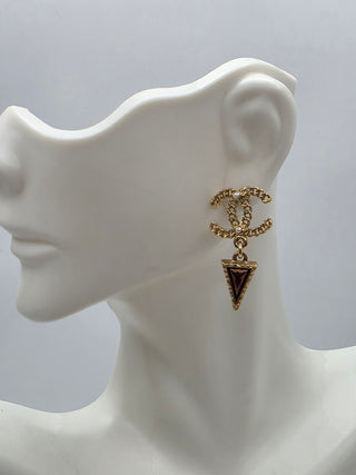 Chanel Faux Pearl Resin Intrecciato Drop Earrings