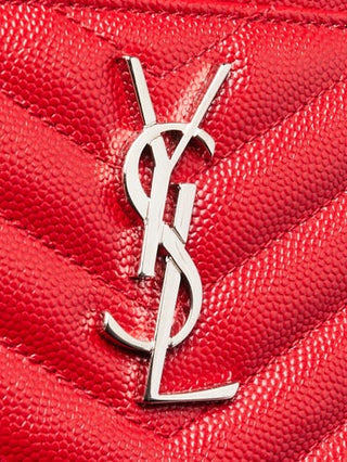 Yves Saint Laurent Red Matelasse Quilted Leather Monogram Small Bill Pouch