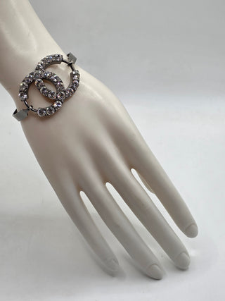 Chanel Silver-tone Strass Interlocking CC Bracelet