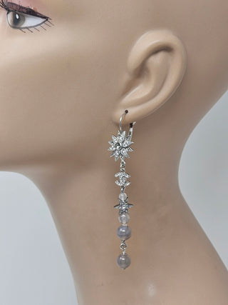 Chanel Silver-tone Interlocking CC Beaded Star Earrings