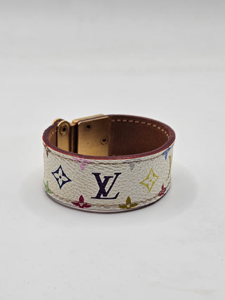 Louis Vuitton Gold-tone Multicolor Leather Koala Lock Bracelet