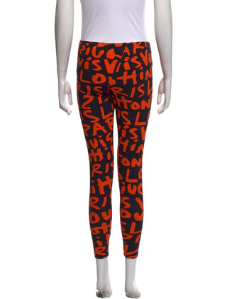 Louis Vuitton Black Orange Graffiti LV Monogram leggings 38 sz