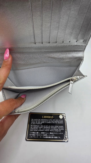 Chanel Silver-tone Interlocking CC Yen Wallet Bifold Wallet