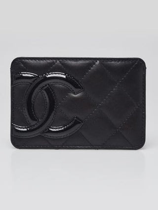 Chanel Black Quilted Lambskin Leather Cambon Ligne Card Holder