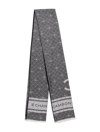 Chanel Grey 2024 Interlocking CC Logo Shawl