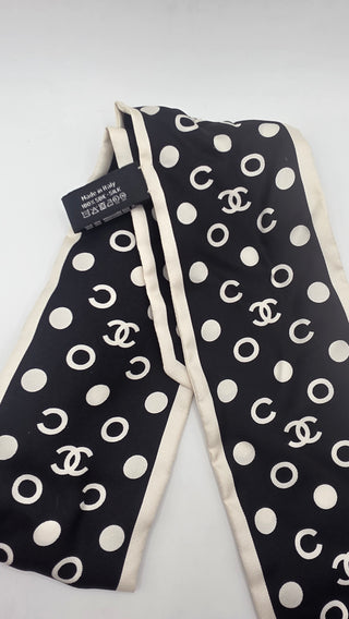 Chanel 2022 Polka Dot CC Hair Scrunchie