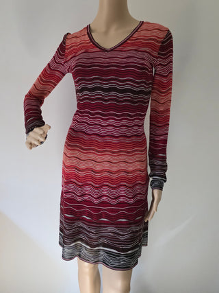 Missoni Red Multicolor Striped Knee-Length Dress XS sz