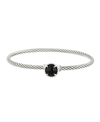 David Yurman Sterling Silver Onyx Châtelaine Bangle Hook Bracelet