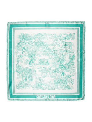 Christian Dior Blue Multicolor 
Silk Printed Scarf