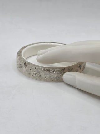 Christian Dior Silverstone Clear Butterfly Motif Logo Charm Bangle