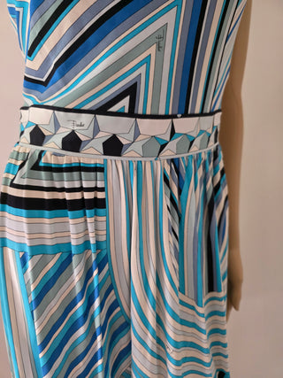 Emilio Pucci Blue Multicolor Printed Mini Summer Dress M sz