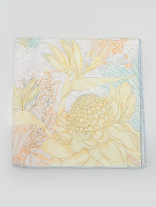 HERMES 45cm Yellow/Multicolor Faubourg Tropical Gavroche Silk Print Scarf