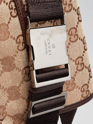 Gucci Beige Ebony GG Canvas Leather Waist Belt Bag