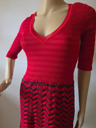 M Missoni Red Striped Long-sleeved Dress US 4 sz