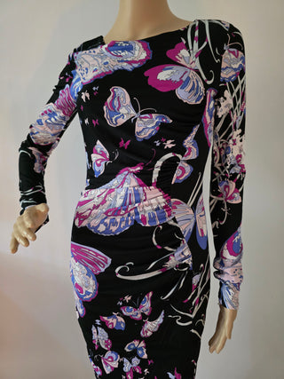 Emilio Pucci Purple Multicolor Floral Printed Knee-Length Dress 42 sz