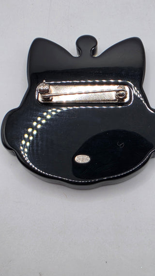 Chanel Faux Pearl Resin Interlocking CC Robot Cat Brooch