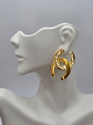 Chanel Gold-tone 2026 Oversize Interlocking CC stud earrings