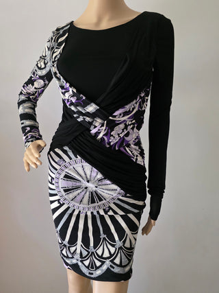 Emilio Pucci Black Multicolor Signature Print Sexy Summer Dress 42 sz