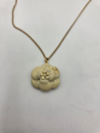 Chanel Gold-tone White Enamel Camelia CC Pendant Necklace