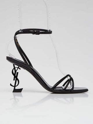 Yves Saint Laurent Black Leather Opyum Sandals 38.5 sz