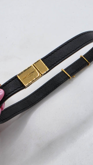 Saint Laurent Gold-tone YSL Logo Leather Choker